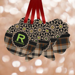 Moroccan Mosaic & Plaid Metal Ornaments - Double Sided w/ Name and Initial