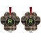 Moroccan Mosaic & Plaid Metal Paw Ornament - Front and Back