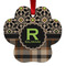 Moroccan Mosaic & Plaid Metal Paw Ornament - Front