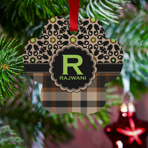 Moroccan Mosaic & Plaid Metal Paw Ornament - Lifestyle