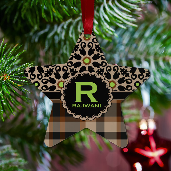 Moroccan Mosaic & Plaid Metal Star Ornament - Lifestyle
