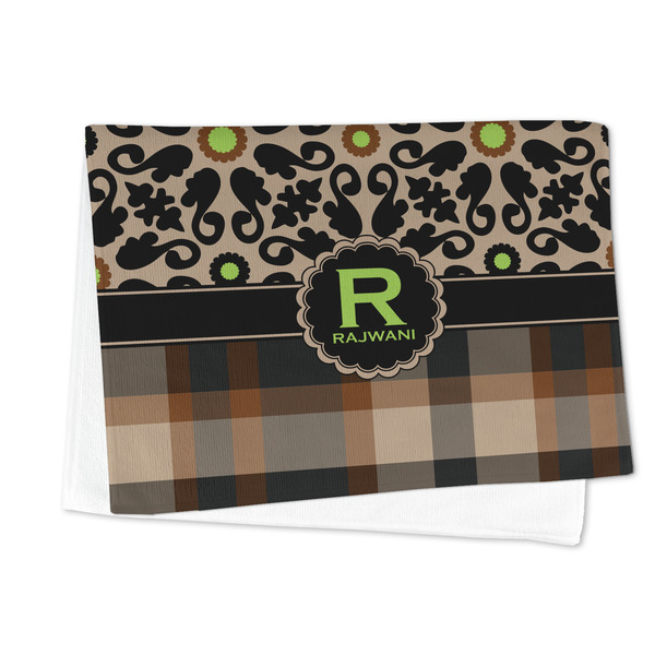 Moroccan Mosaic & Plaid Microfiber Dish Towel - FOLDED HALF