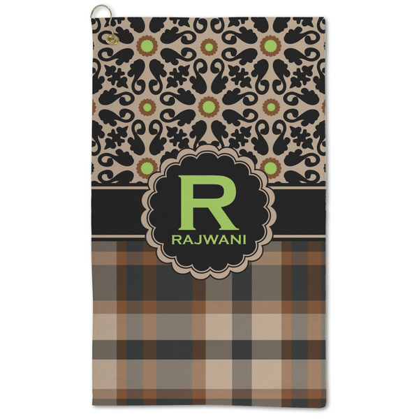 Custom Moroccan Mosaic & Plaid Microfiber Golf Towel - Large (Personalized)