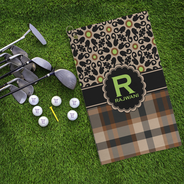 Moroccan Mosaic & Plaid Microfiber Golf Towels - LIFESTYLE