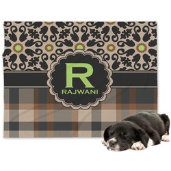 Moroccan Mosaic & Plaid Dog Blanket - Large (Personalized)