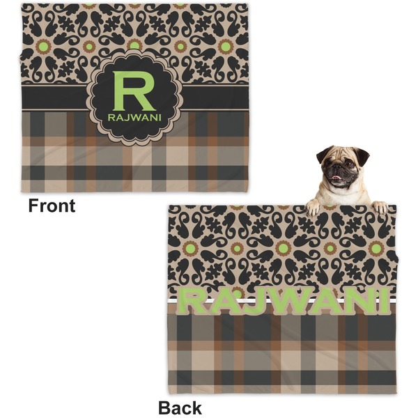 Moroccan Mosaic & Plaid Microfleece Dog Blanket - Large- Front & Back