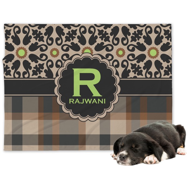 Custom Moroccan Mosaic & Plaid Dog Blanket - Regular (Personalized)