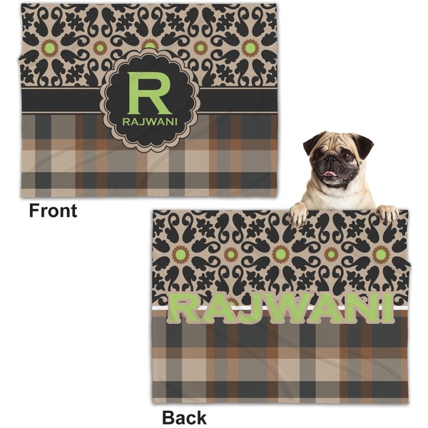 Moroccan Mosaic & Plaid Microfleece Dog Blanket - Regular - Front & Back