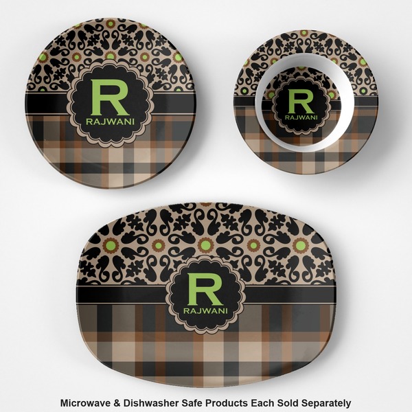 Moroccan Mosaic & Plaid Microwave & Dishwasher Safe CP Plastic Dishware - Group