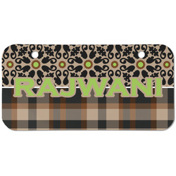 Moroccan Mosaic & Plaid Mini/Bicycle License Plate (2 Holes) (Personalized)