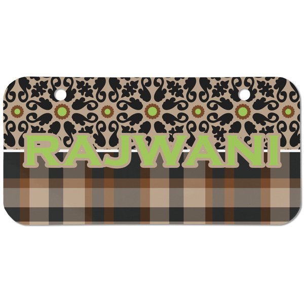 Custom Moroccan Mosaic & Plaid Mini/Bicycle License Plate (2 Holes) (Personalized)