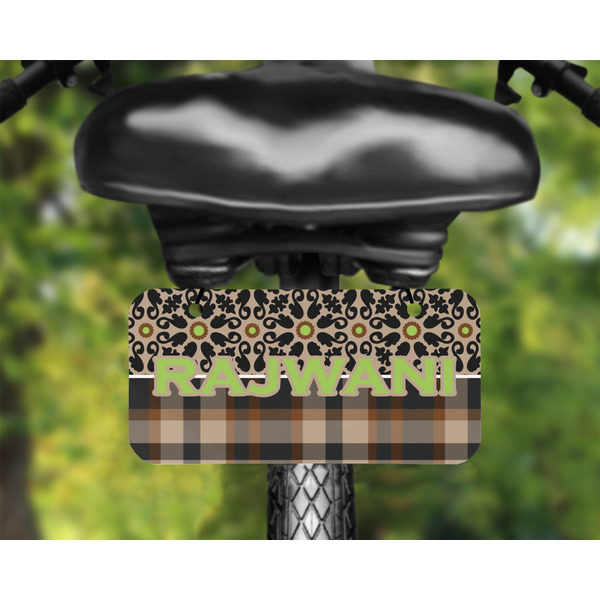 Moroccan Mosaic & Plaid Mini License Plate on Bicycle - LIFESTYLE Two holes