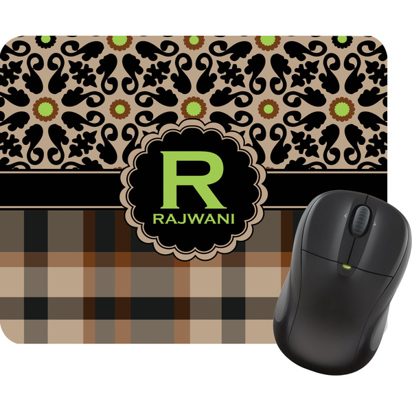 Custom Moroccan Mosaic & Plaid Rectangular Mouse Pad (Personalized)