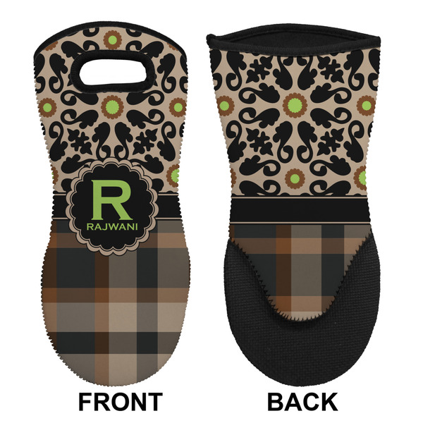 Moroccan Mosaic & Plaid Neoprene Oven Mitt (Front & Back)