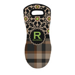 Moroccan Mosaic & Plaid Neoprene Oven Mitt - Single w/ Name and Initial