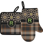 Moroccan Mosaic & Plaid Oven Mitt & Pot Holder Set w/ Name and Initial