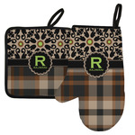 Moroccan Mosaic & Plaid Left Oven Mitt & Pot Holder Set w/ Name and Initial
