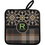 Moroccan Mosaic & Plaid Pot Holder w/ Name and Initial