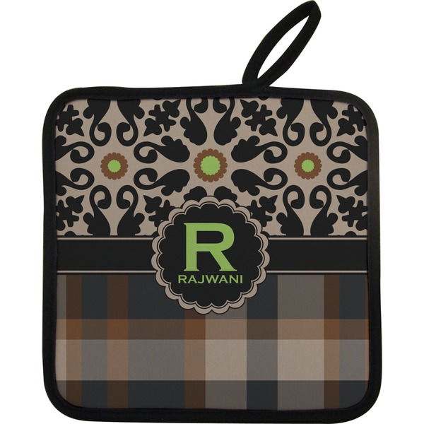 Custom Moroccan Mosaic & Plaid Pot Holder w/ Name and Initial
