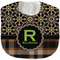 Moroccan Mosaic & Plaid Velour Baby Bib w/ Name and Initial