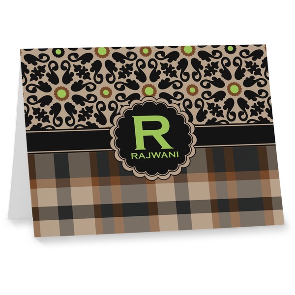 Custom Moroccan Mosaic & Plaid Note cards (Personalized)