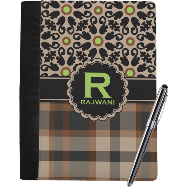Custom Moroccan Mosaic & Plaid Notebook Padfolio - Large w/ Name and Initial