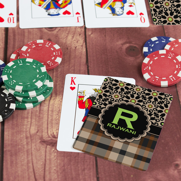 Moroccan Mosaic & Plaid On Table with Poker Chips