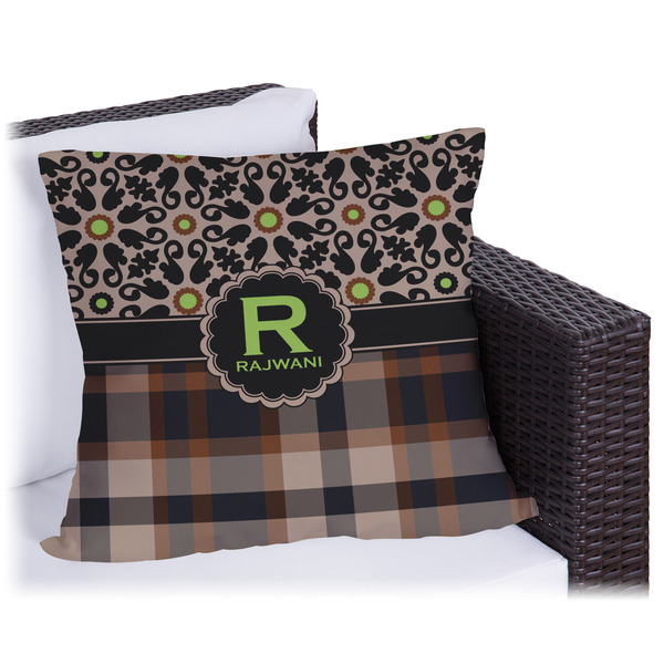 Custom Moroccan Mosaic & Plaid Outdoor Pillow - 20" (Personalized)