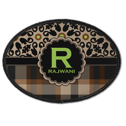 Moroccan Mosaic & Plaid Iron On Oval Patch w/ Name and Initial