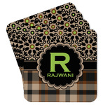 Moroccan Mosaic & Plaid Paper Coasters w/ Name and Initial