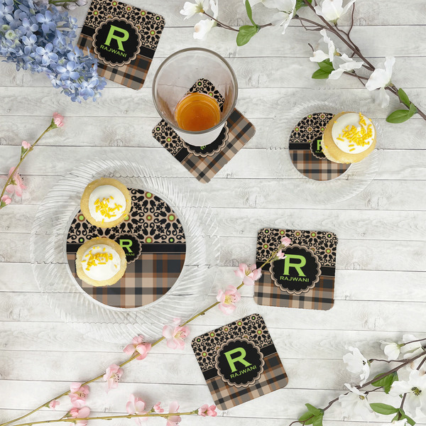 Moroccan Mosaic & Plaid Paper Coasters - In Context