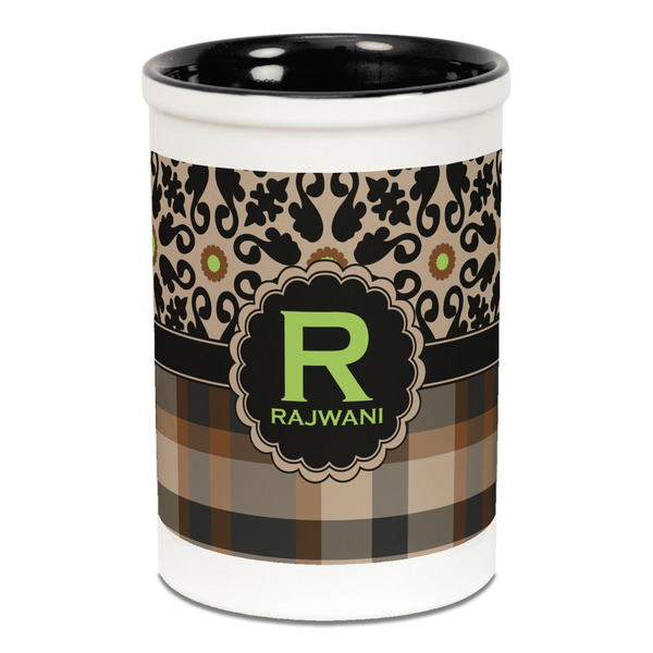 Moroccan Mosaic & Plaid Pencil Holder - Black