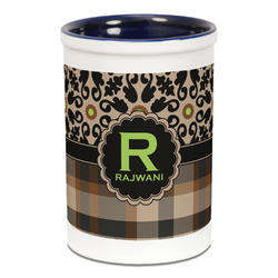 Moroccan Mosaic & Plaid Ceramic Pencil Holders - Blue