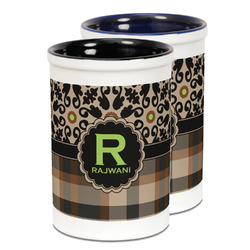 Moroccan Mosaic & Plaid Ceramic Pencil Holder - Large