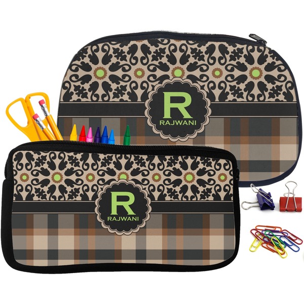 Moroccan Mosaic & Plaid Pencil / School Supplies Bags Small and Medium