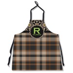 Moroccan Mosaic & Plaid Apron Without Pockets w/ Name and Initial