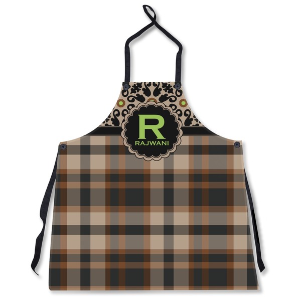 Custom Moroccan Mosaic & Plaid Apron Without Pockets w/ Name and Initial