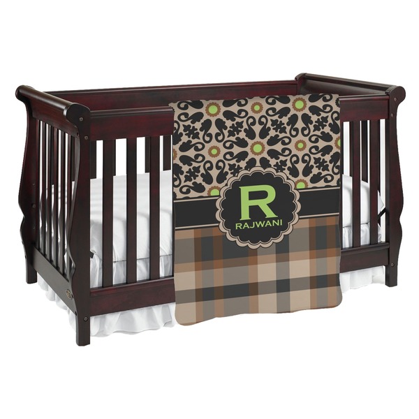 Custom Moroccan Mosaic & Plaid Baby Blanket (Personalized)