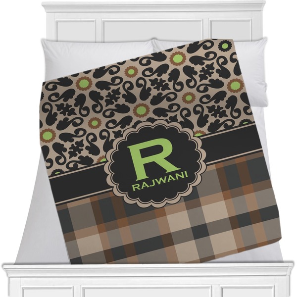 Custom Moroccan Mosaic & Plaid Minky Blanket - 40"x30" - Single Sided (Personalized)