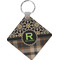 Moroccan Mosaic & Plaid Diamond Plastic Keychain w/ Name and Initial