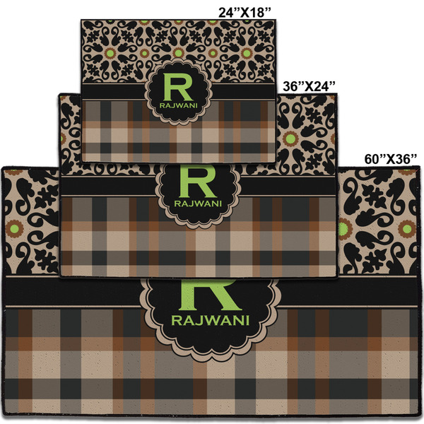 Moroccan Mosaic & Plaid Personalized Door Mat - Group Parent IMF