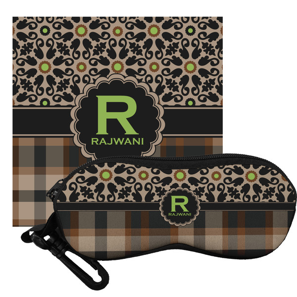 Custom Moroccan Mosaic & Plaid Eyeglass Case & Cloth (Personalized)