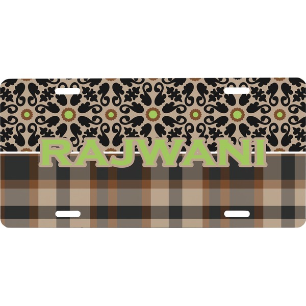 Custom Moroccan Mosaic & Plaid Front License Plate (Personalized)