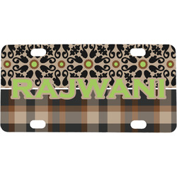 Moroccan Mosaic & Plaid Mini / Bicycle License Plate (4 Holes) (Personalized)