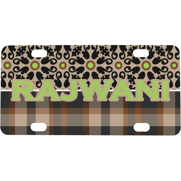 Custom Moroccan Mosaic & Plaid Mini / Bicycle License Plate (4 Holes) (Personalized)