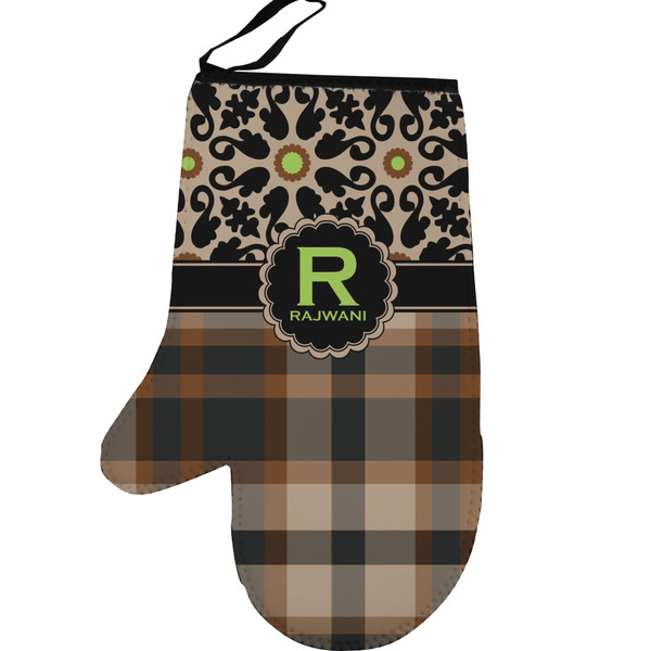 Custom Moroccan Mosaic & Plaid Left Oven Mitt (Personalized)