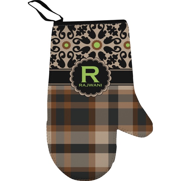 Custom Moroccan Mosaic & Plaid Right Oven Mitt (Personalized)