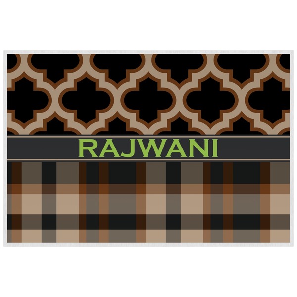 Moroccan Mosaic & Plaid Personalized Placemat (Back)