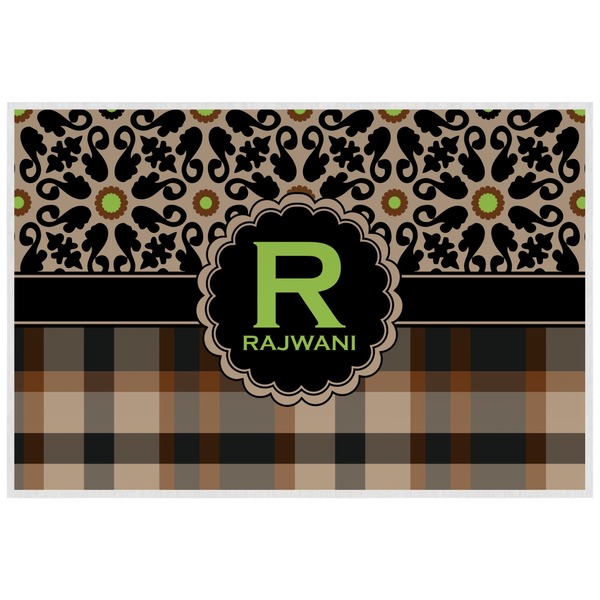 Custom Moroccan Mosaic & Plaid Laminated Placemat w/ Name and Initial
