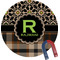 Moroccan Mosaic & Plaid Round Fridge Magnet (Personalized)